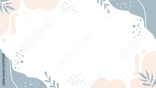 An abstract frame background with pink and purple geometric shapes, dots, and lines for presentation