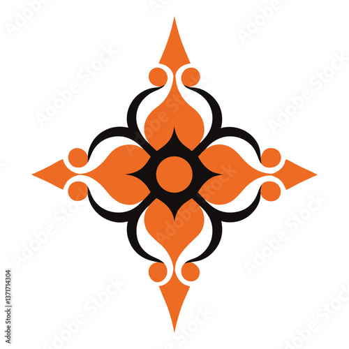 Abstract vector fire flames tribal design with floral and devil elements in black, ideal for tattoos, logos, and decorations