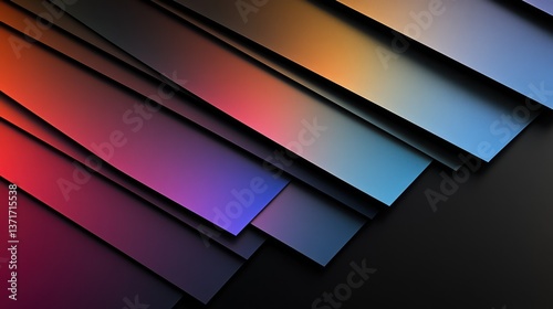 Abstract background with overlapping  color gradient rectangular strips.