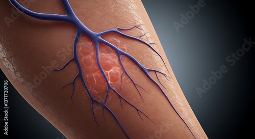 Visualizing Vein Thrombosis on Human Skin Detailed Medical Illustration