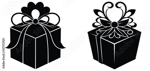 set of gift boxes vector, set of gift boxes with bows