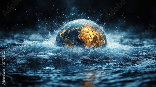 Saving water and world environmental protection concept. Eearth, globe, water, ecology, nature, planet concepts