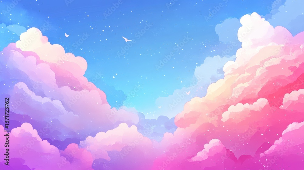 © Photock Agency - Colorful Dreamy Clouds in a Bright Sky with Gentle Hues and Stars