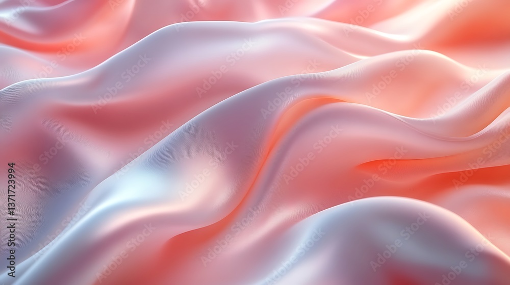 Obraz premium A silky abstract background with a gradient of soft rose and blush pink, flowing like a gentle wave with smooth, reflective surfaces,