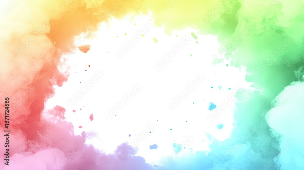 Obraz premium Colorful rainbow clouds frame, white space, design background
