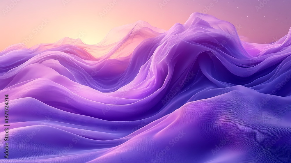 Fototapeta premium A silky abstract background with a gradient of vibrant purple and soft lavender, resembling a flowing river under moonlight,