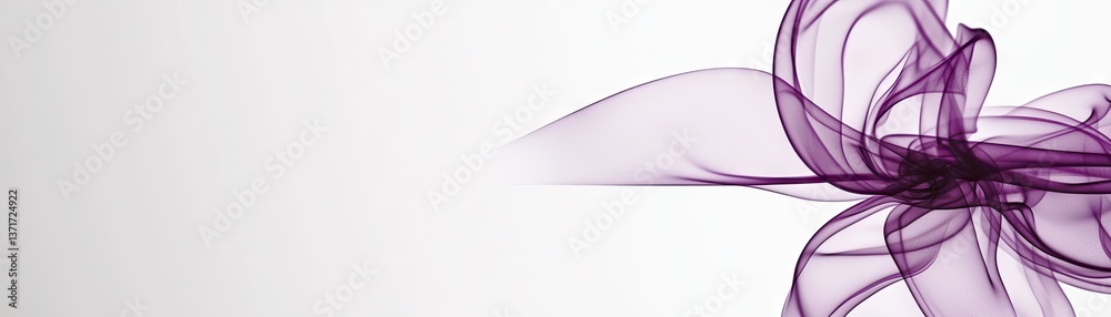 Purple abstract flower design, flowing fabric, white background, website header Purple abstract flower design, flowing fabric, white background, website header