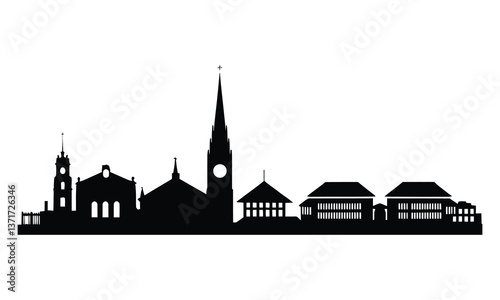 Zurich City Skyline Silhouette, Vector, Icon, Logo, White Background.