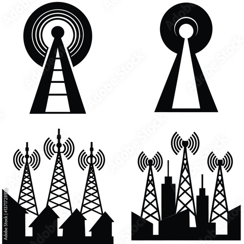 Eiffel tower - France , Paris / World famous buildings monochrome vector illustration, Eiffel tower symbol on a white background