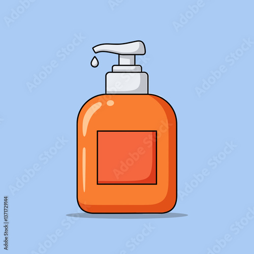Orange pump bottle on a blue background  