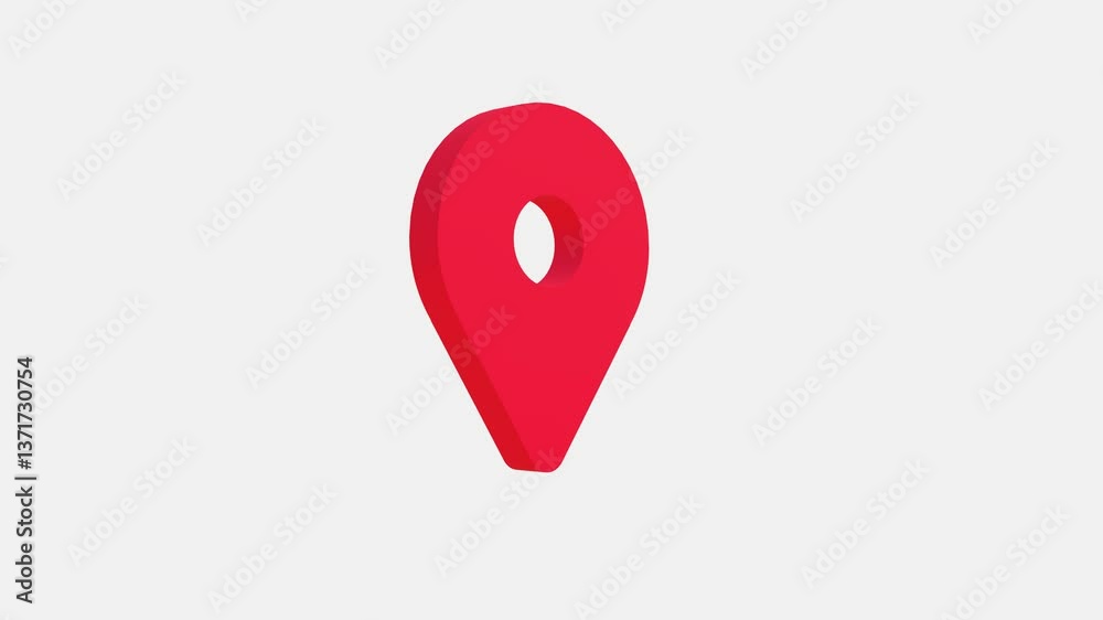 red map location pin bouncing on chroma key background, location icon animation, Location map pin pointer on GPS Map tracker animation, 3d Animation of Red location pin, Location Pin.