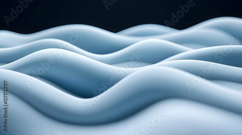Abstract Blue Waves Background 3D Rendering