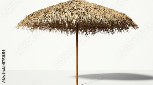 Relaxing under a thatched umbrella beachside photograph sunny environment close-up view summer vibes photo