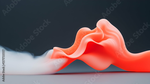 Abstract Orange and White Fluid Forms Flowing Dynamically