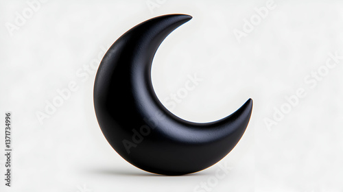 Black Crescent Moon on White Background