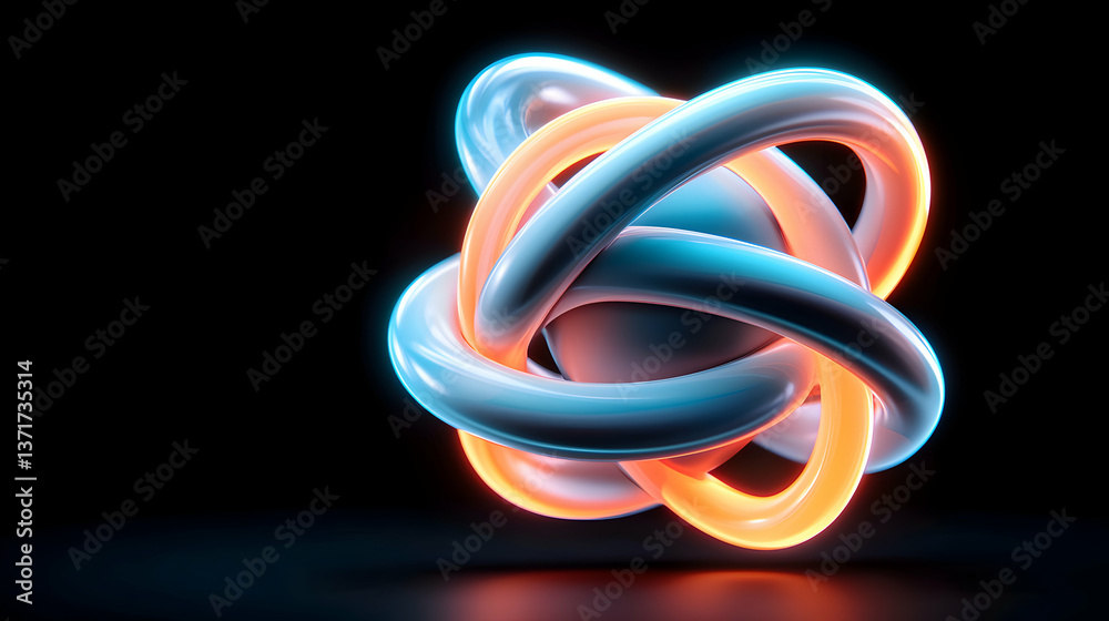 Abstract 3D Glowing Orb with Intertwined Neon Rings Abstract 3D Glowing Orb with Intertwined Neon Rings