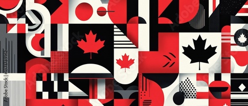 Artistic Representation of Canada with Circles and Abstract Elements