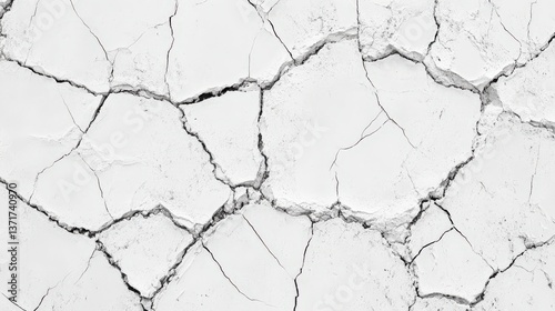 Dry Cracked White Surface Texture Background for Design Projects