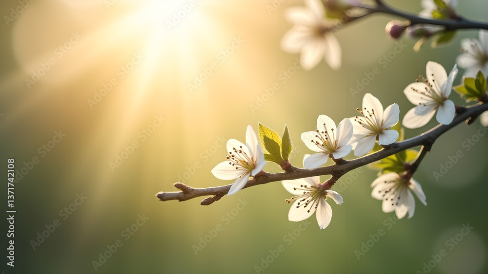 Ephemeral Blossoms Embrace the Golden Sunlight Glow