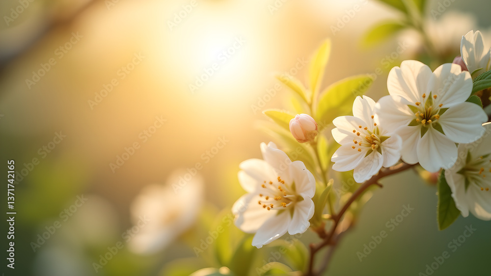 Soft Spring Blossom Glow with Gentle Sunlight
