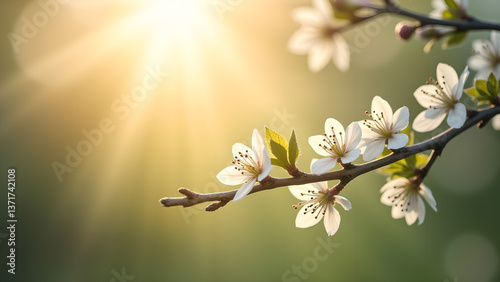 Obraz na płótnie Ephemeral Blossoms Embrace the Golden Sunlight Glow w salonie