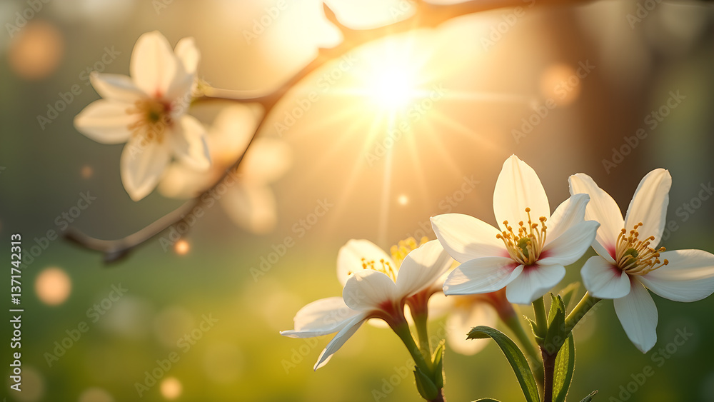Floral Symphony: Blossoms in Golden Sunlight Hues