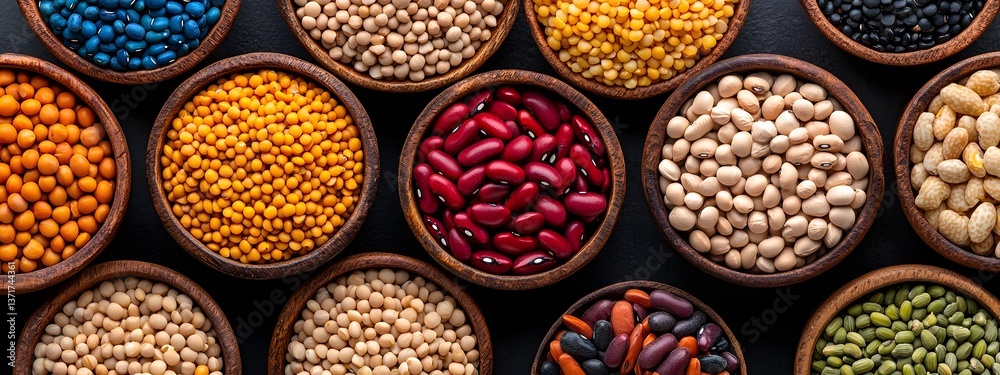 custom made wallpaper toronto digitalA still life arrangement showcasing a colorful assortment of dried legumes pulses and grains in wooden bowls