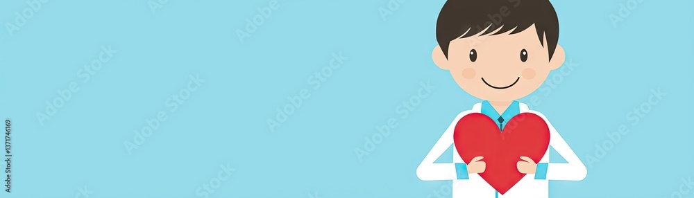 Doctor holding heart, blue background, healthcare Doctor holding heart, blue background, healthcare