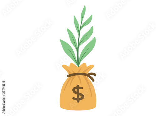 Plant Money Bag Background Illustration
