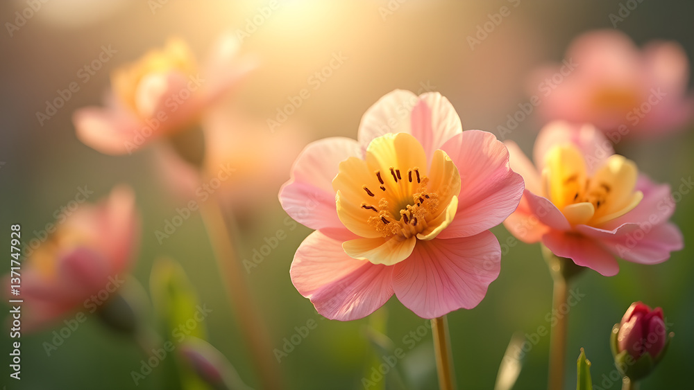 Naklejka premium Radiant Floral Beauty in Soft Light Design