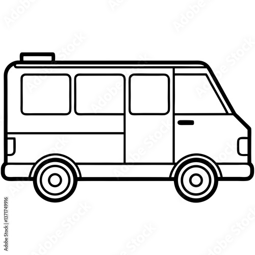 Retro red van vector illustration of city delivery transport