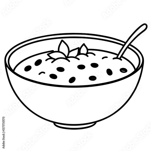 A smoothie bowl with nut and seed line art vector illustration 