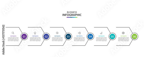 Design template for vector infographic labels with icons and 6 options or steps.	