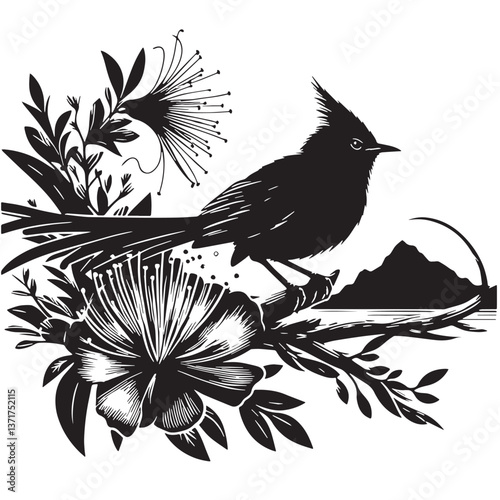 Black Rodrigues Solitaire Silhouette Vector, High Quality Illustration on White Background