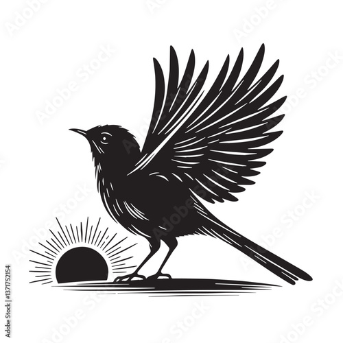 Black Rodrigues Solitaire Silhouette Vector, High Quality Illustration on White Background