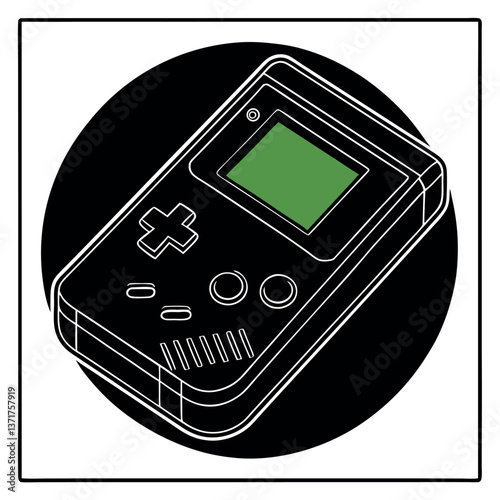 A classic game boy console on a white background. 