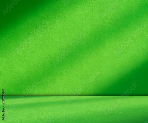 Obraz na płótnie Green background light shadow leaves abstract nature on blur wall cement podium product, studio room floor organic minimal wallpaper backdrop summer tropical platform sale interior empty scene w salonie