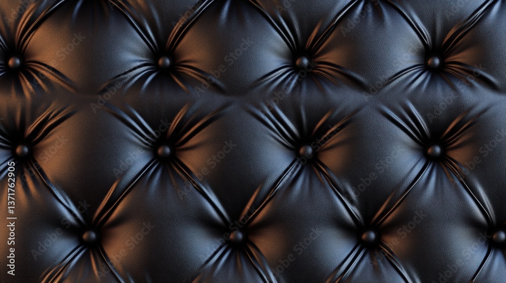 Fototapeta premium Elegant Black Leather Upholstery with Button Tufted Design