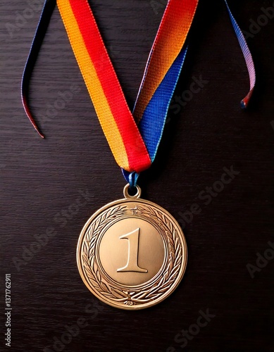 Graduation medal with a ribbon