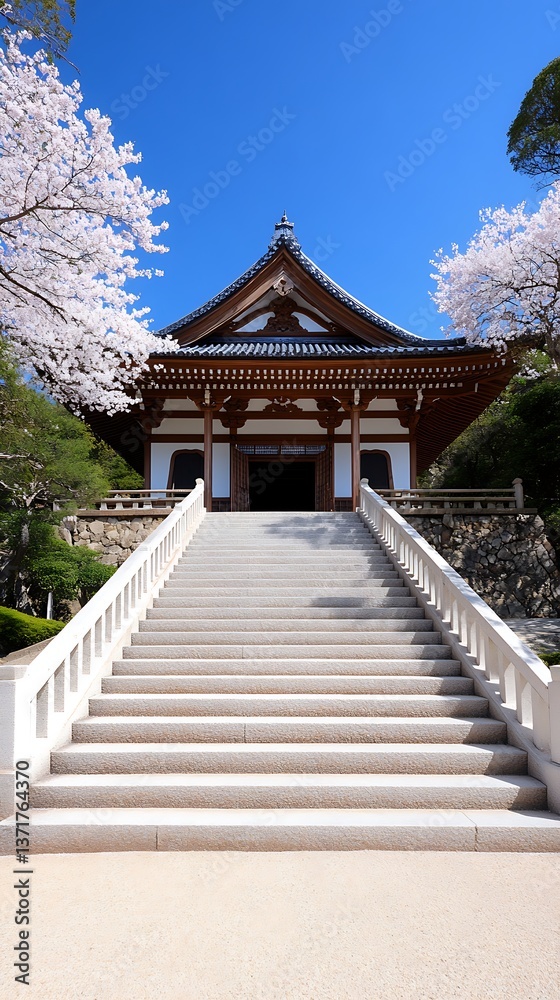 Japanese Temple Steps Sakura Japanese Temple Steps Sakura