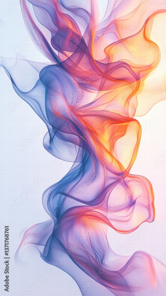 Enchanting display of colorful smoke swirling and dancing in a captivating artistic form Enchanting display of colorful smoke swirling and dancing in a captivating artistic form