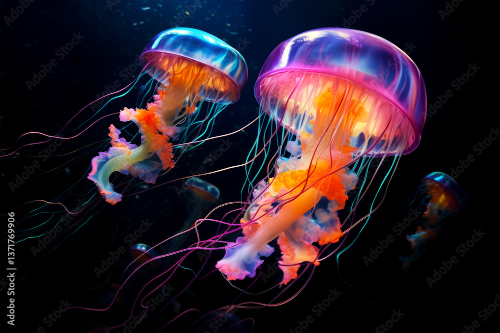 Fototapeta premium jellyfish swimming underwater ocean