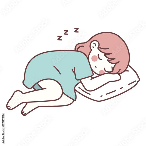 Sleeping Girl Peaceful Rest Illustration