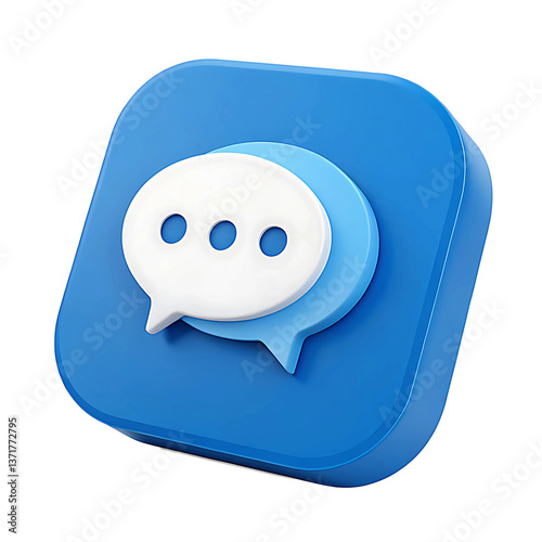 3D Rendered Speech Bubble Icon with Conversation Dots Isolated on Transparent Background