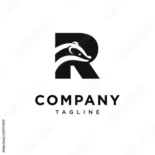 Letter R Badger Logo Icon Vector photo