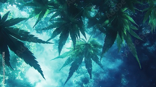 Lush Cannabis Plants, Indoor Grow, Blue Haze,  Medical Marijuana,  Website Banner photo