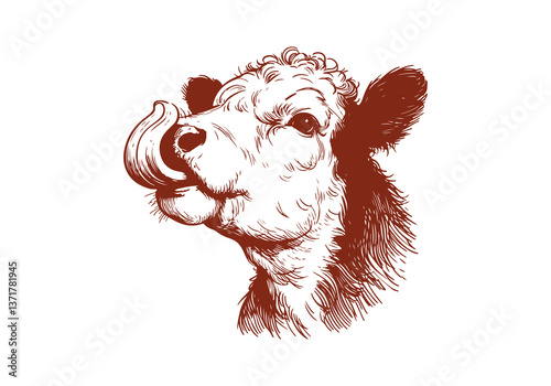 Hereford Cattle hand drawn sketch vector illustration
