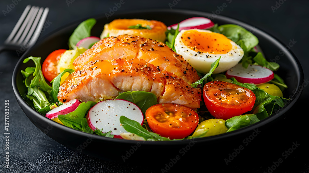 Healthy Salmon Salad with Egg and Radishes Healthy Salmon Salad with Egg and Radishes
