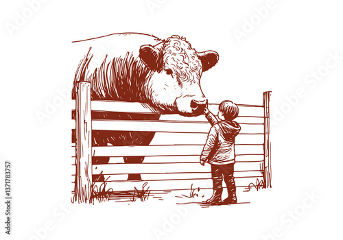 Hereford Cattle hand drawn sketch vector illustration