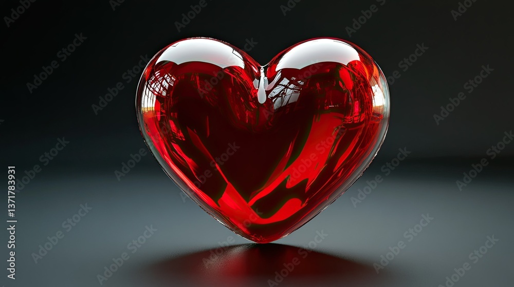 3D heart symbol with a glossy appearance 3D heart symbol with a glossy appearance